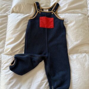 Patagonia Kids Synchilla Fleece Overalls in Navy with Red Accent